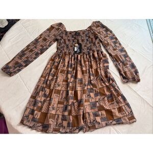 NWT 2 Fly Co. Coastal County Western Print Mesh Dress Size Large New